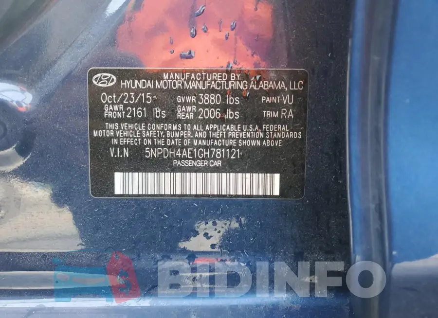 5NPDH4AE1GH781121 Photo# 12