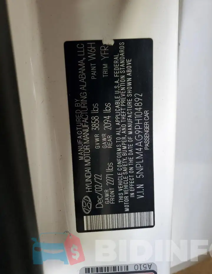 5NPLM4AG9PH104892 Photo# 12