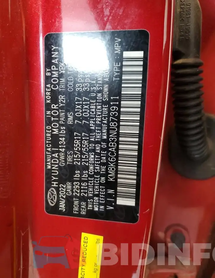 KM8K6CAB3NU873911 Photo# 13
