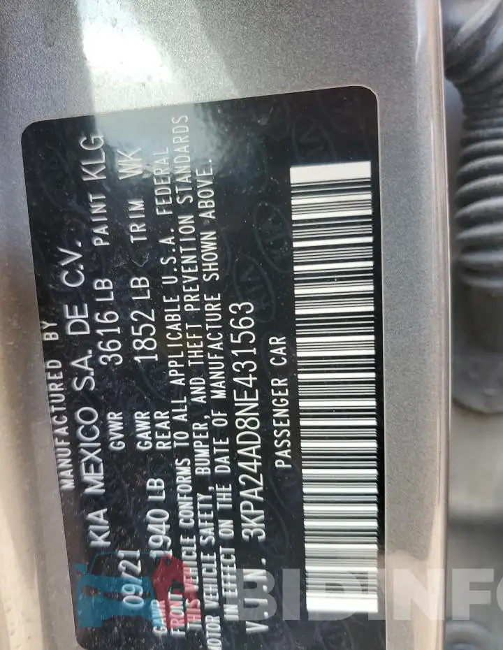 3KPA24AD8NE431563 Photo# 12