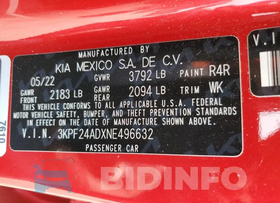 3KPF24ADXNE496632 Photo# 12