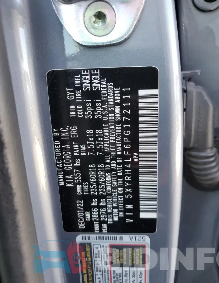 5XYRH4LF6PG172111 Photo# 13