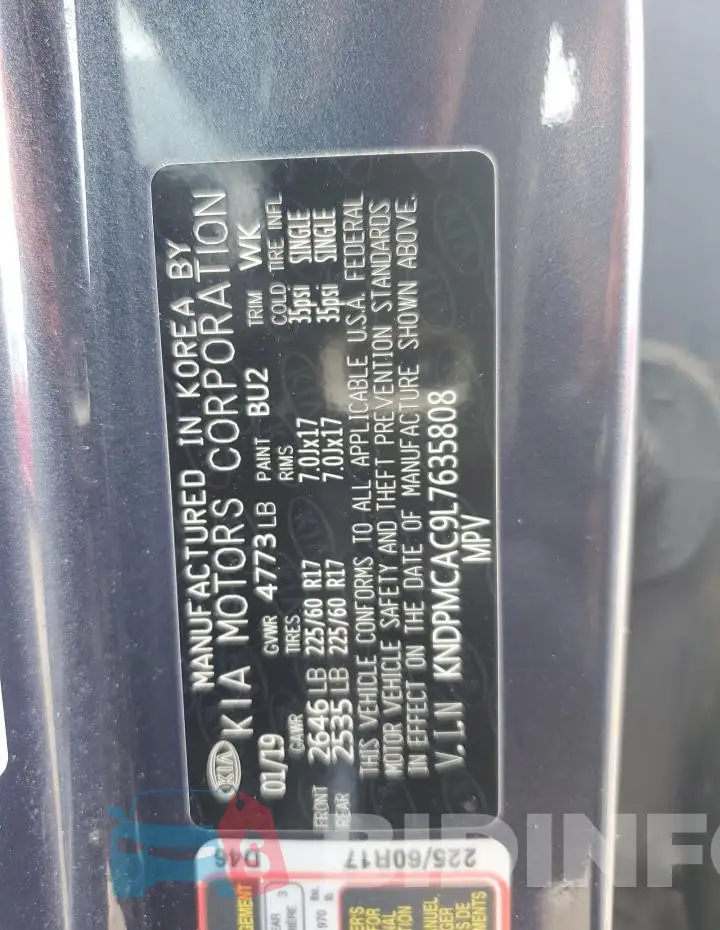 KNDPMCAC9L7635808 Photo# 12