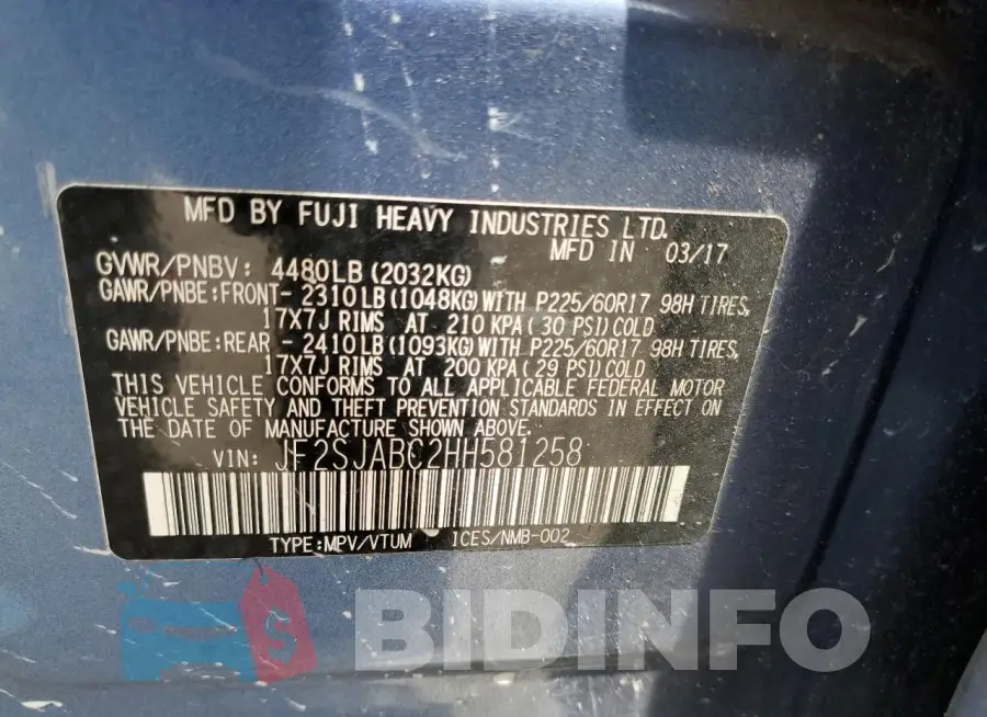 JF2SJABC2HH581258 Photo# 13