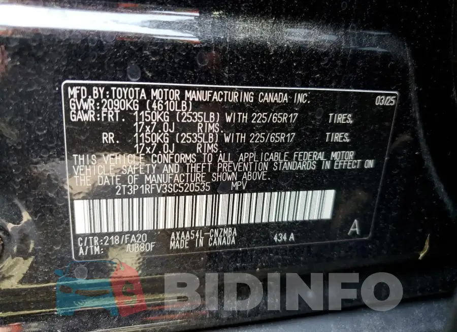 2T3P1RFV3SC520535 Photo# 13
