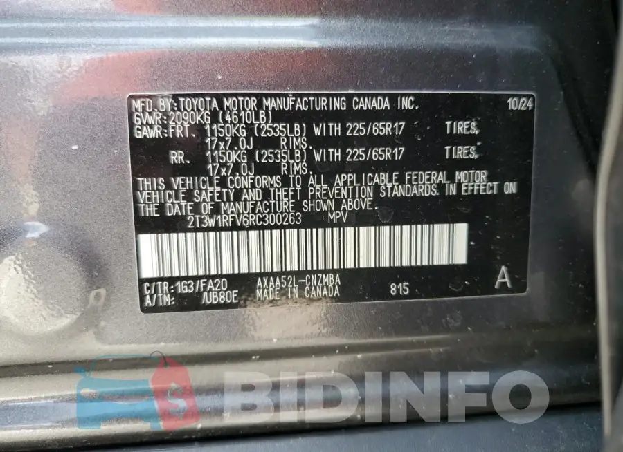 2T3W1RFV6RC300263 Photo# 13