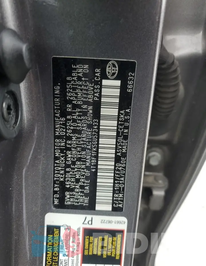 4T1BF1FK5GU573433 Photo# 12