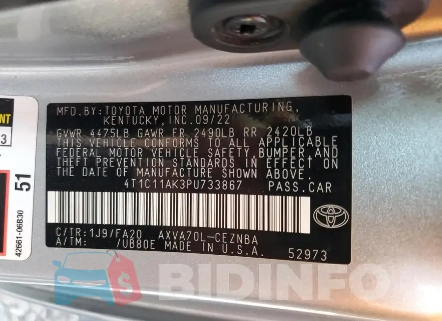4T1C11AK3PU733867 Photo# 13
