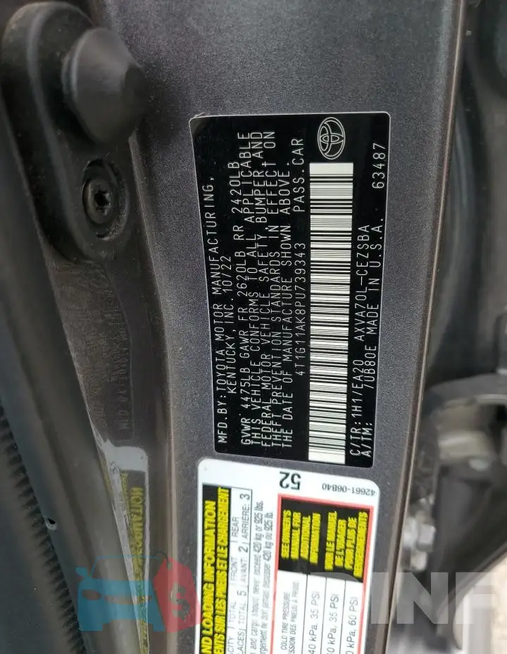 4T1G11AK8PU739343 Photo# 12