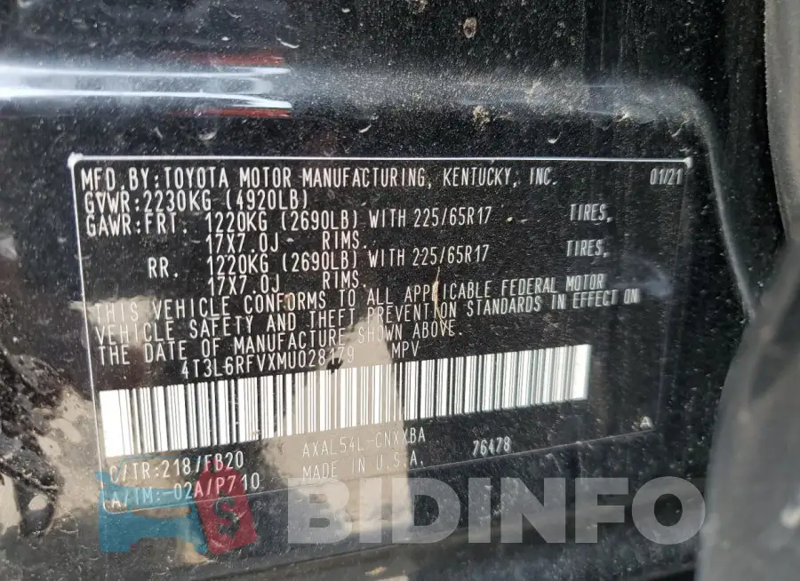 4T3L6RFVXMU028179 Photo# 12
