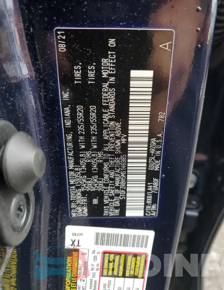 5TDFZRBH5MS146985 Photo# 13