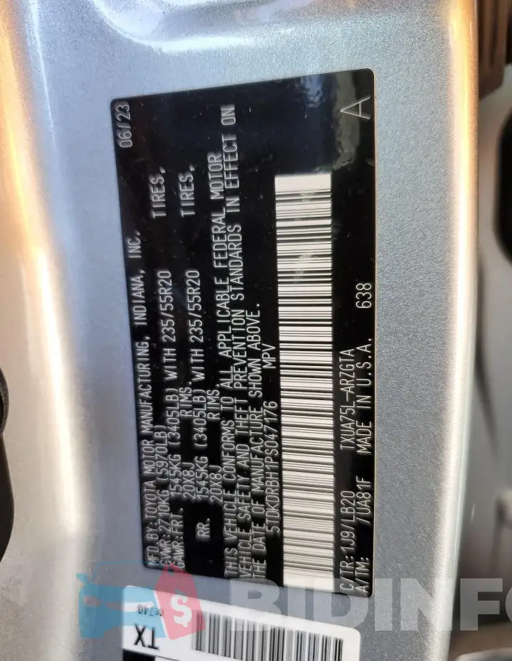 5TDKDRBH1PS047176 Photo# 13