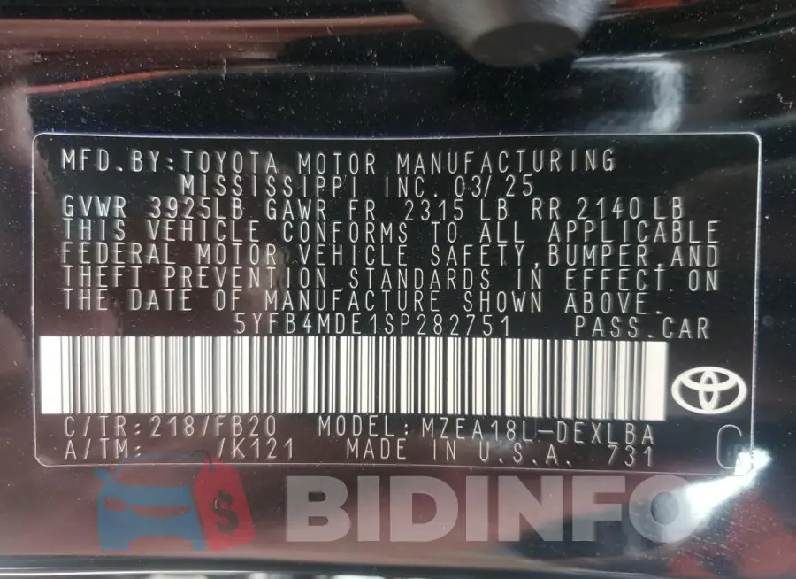 5YFB4MDE1SP282751 Photo# 12