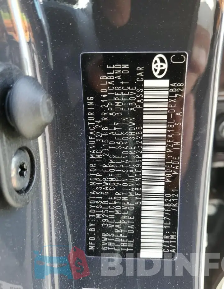 5YFB4MDE9SP252266 Photo# 12