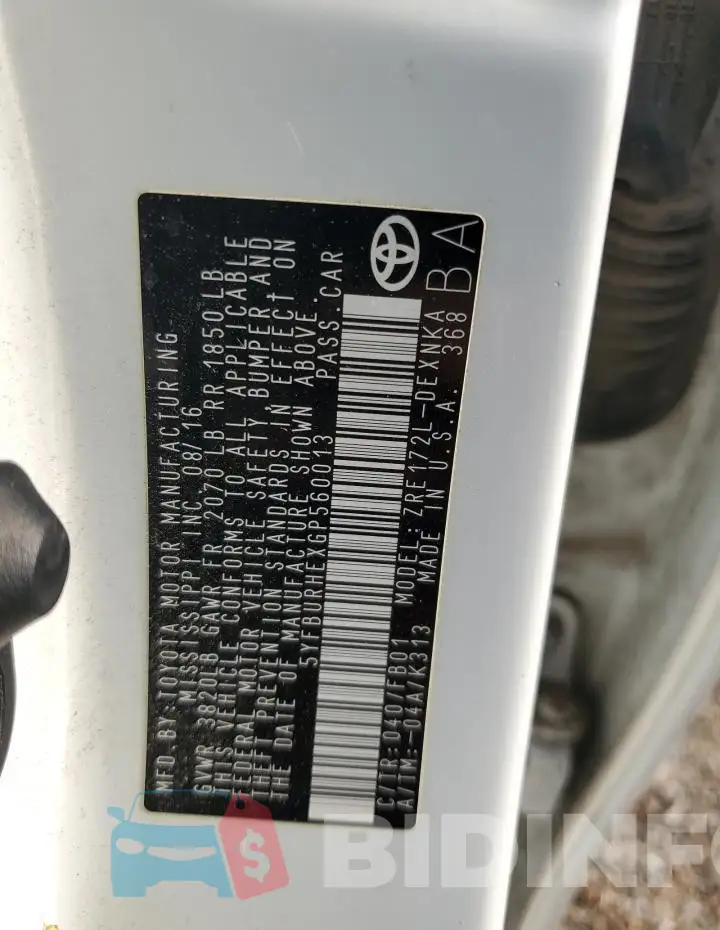 5YFBURHEXGP560013 Photo# 12