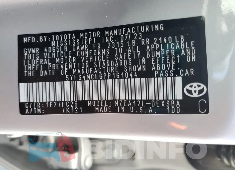 5YFS4MCE6PP161044 Photo# 12