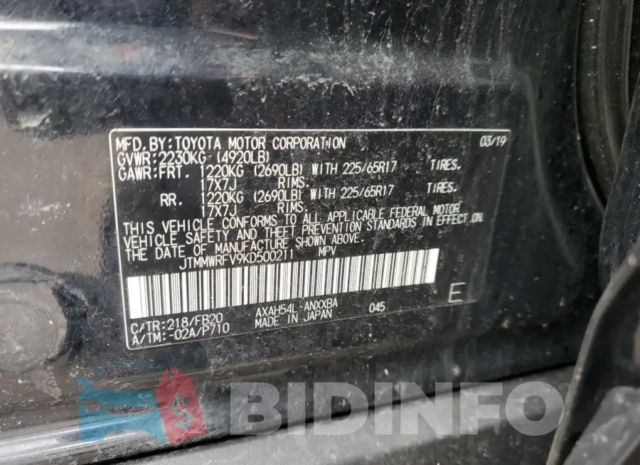 JTMMWRFV9KD500211 Photo# 13