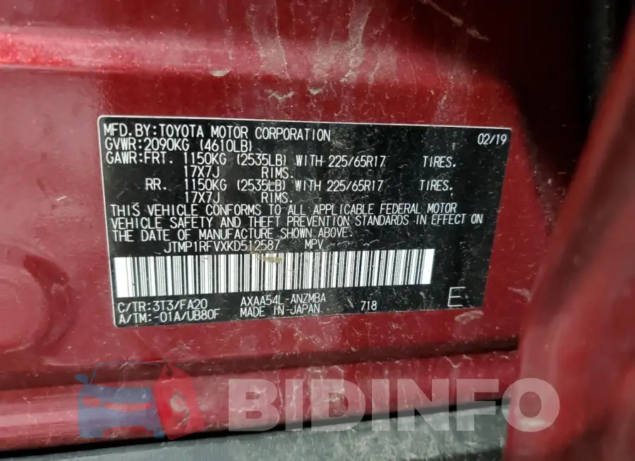 JTMP1RFVXKD512587 Photo# 12
