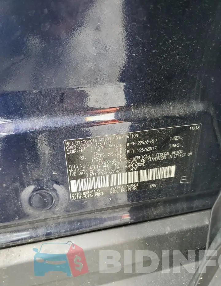 JTMW1RFV7KD501462 Photo# 13
