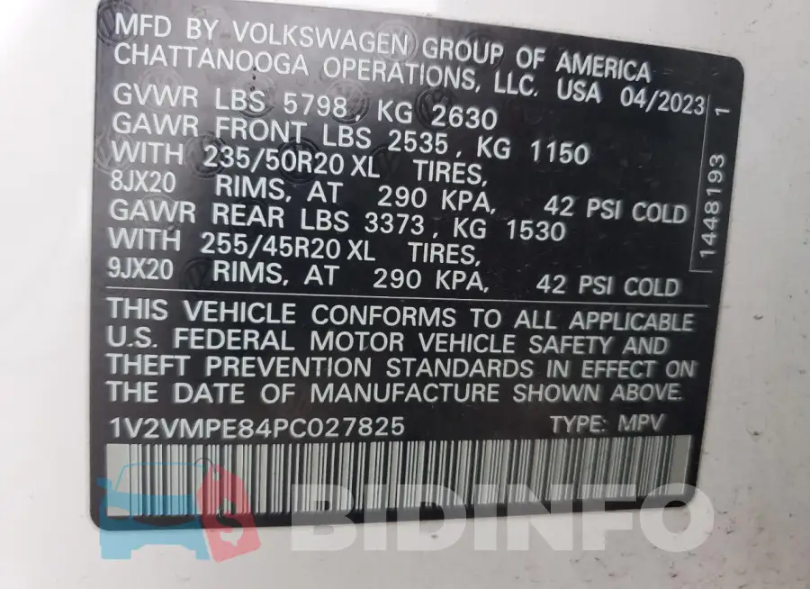 1V2VMPE84PC027825 Photo# 13