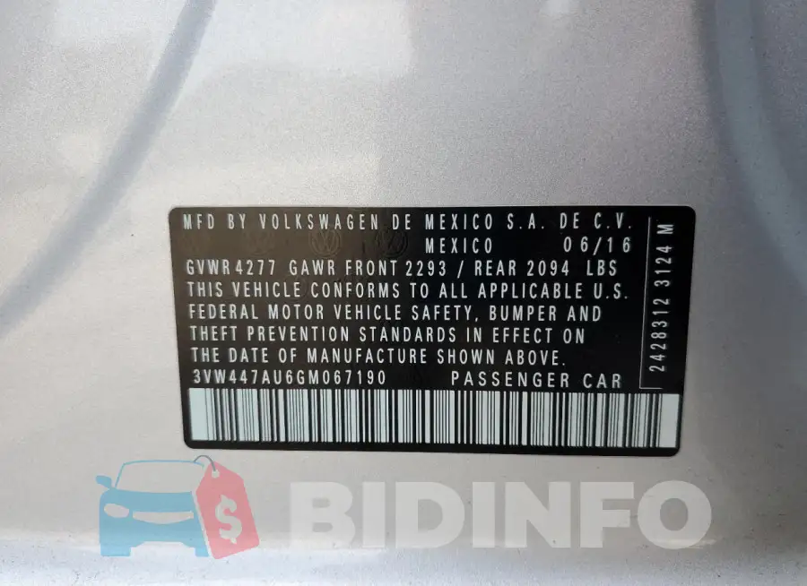 3VW447AU6GM067190 Photo# 12