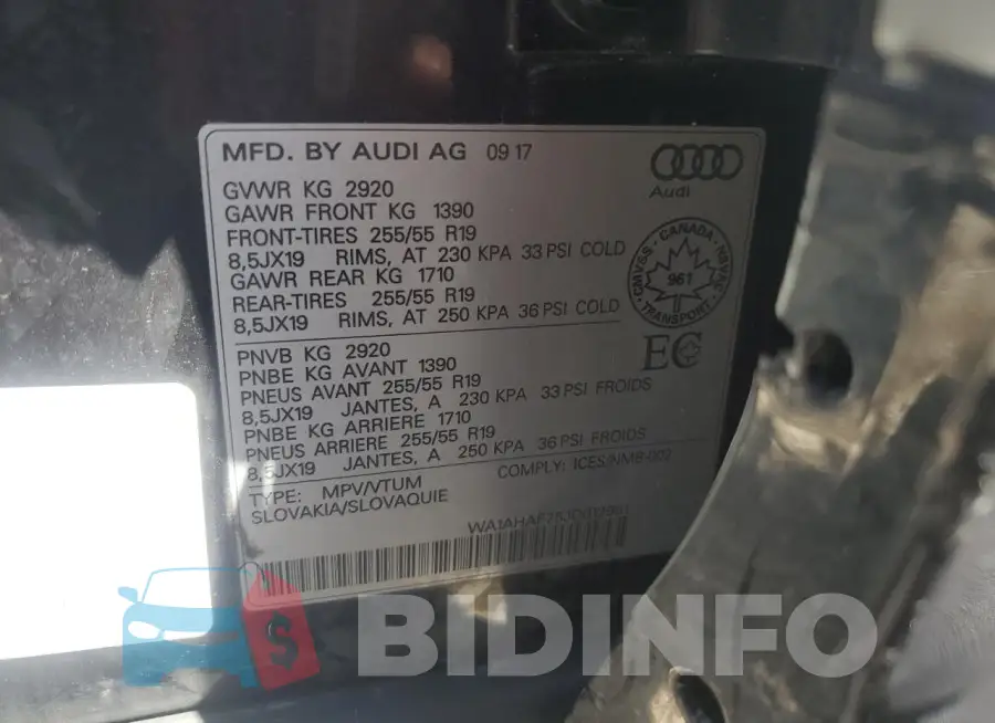 WA1AHAF75JD012981 Photo# 13
