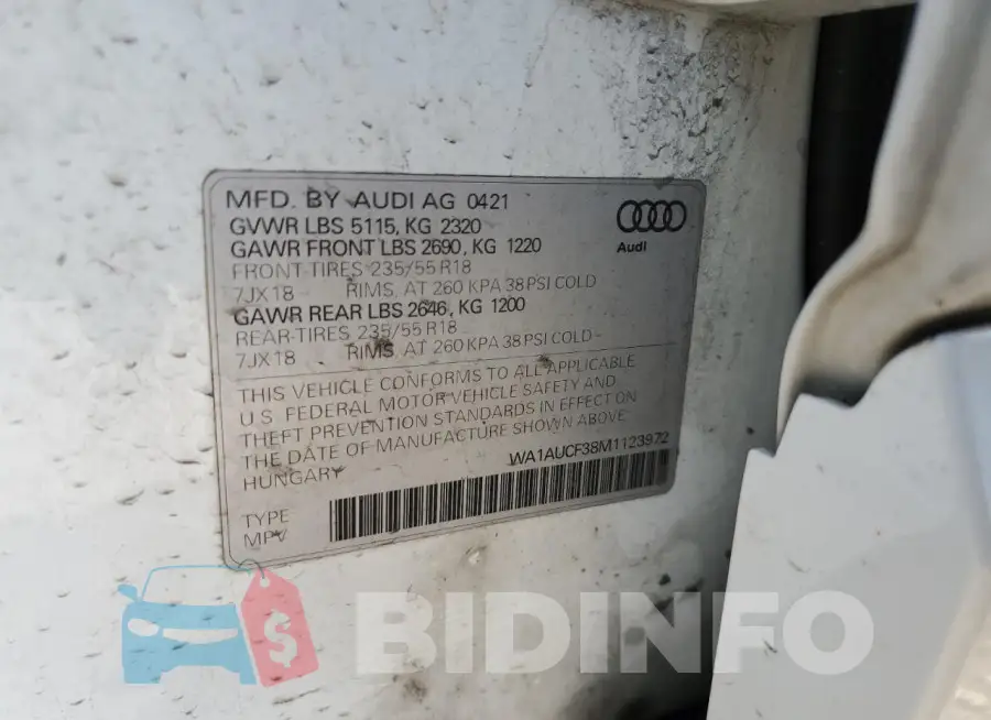 WA1AUCF38M1123972 Photo# 13