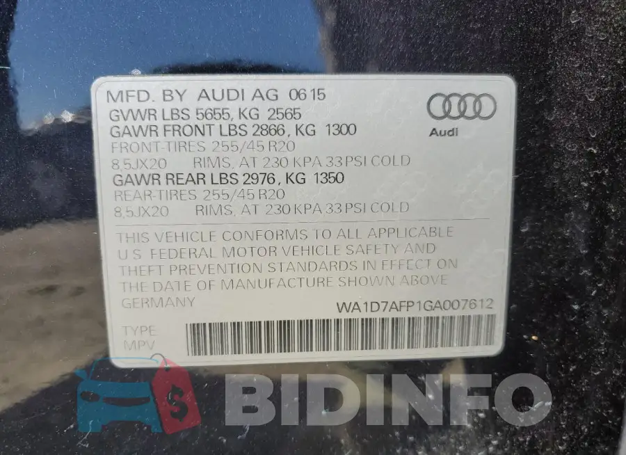 WA1D7AFP1GA007612 Photo# 14