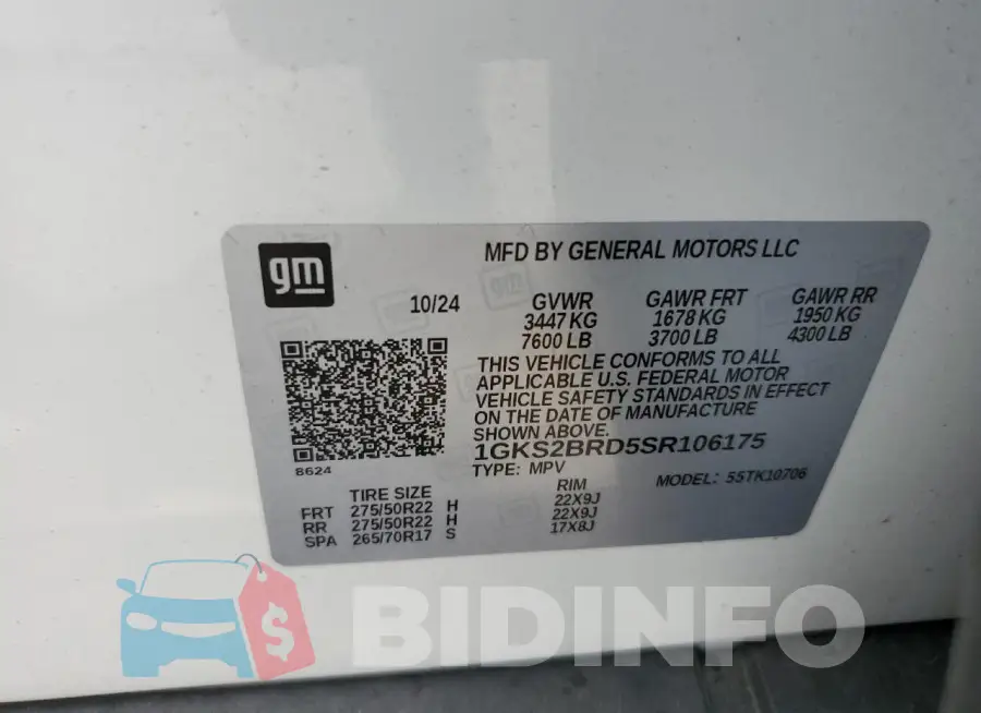 1GKS2BRD5SR106175 Photo# 12