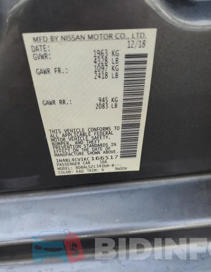 1N4BL4CV1KC166517 Photo# 12