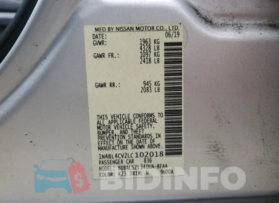 1N4BL4CV2LC102018 Photo# 12