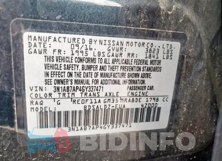 3N1AB7AP4GY337471 Photo# 12
