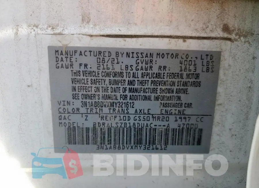 3N1AB8DVXMY321612 Photo# 12