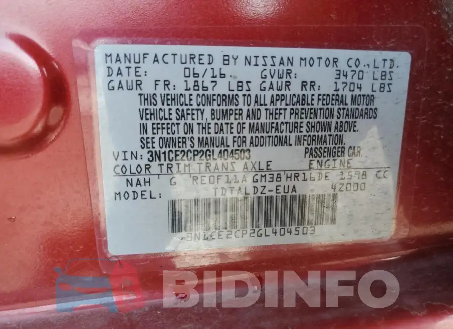 3N1CE2CP2GL404503 Photo# 12