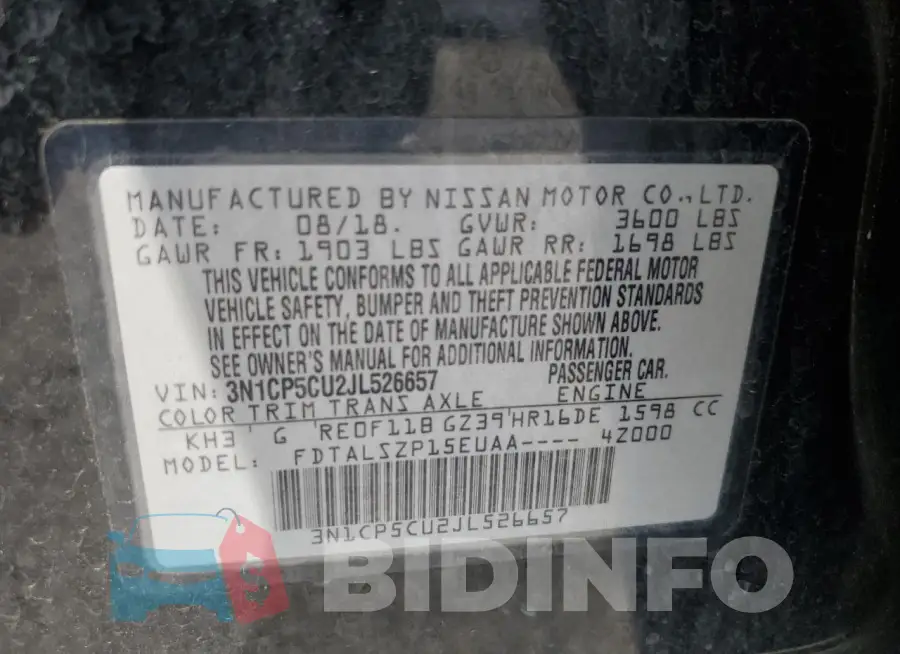 3N1CP5CU2JL526657 Photo# 13