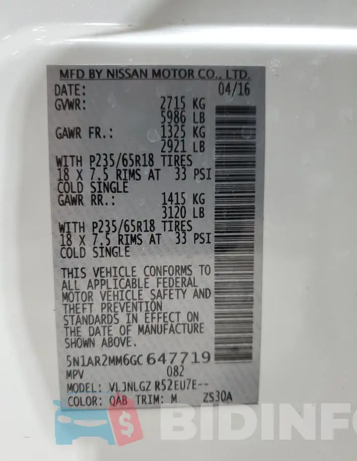 5N1AR2MM6GC647719 Photo# 13
