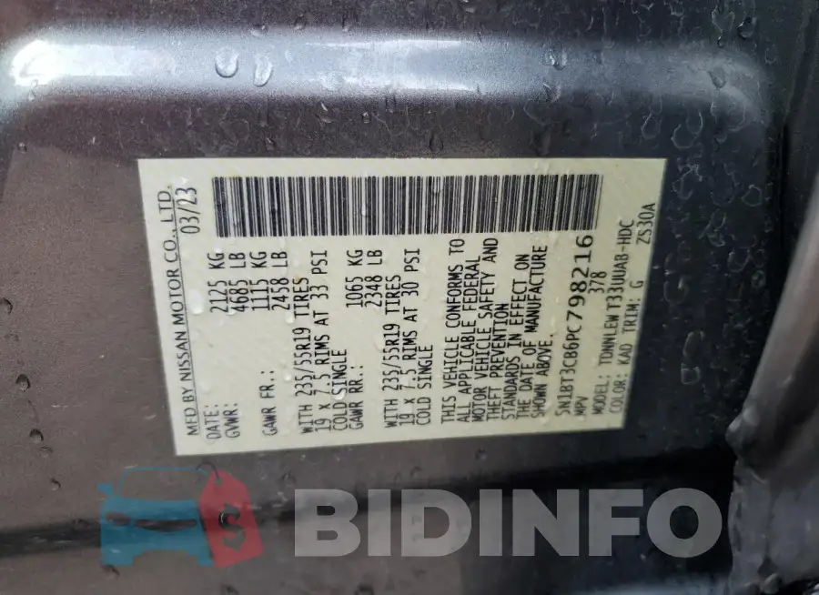 5N1BT3CB6PC798216 Photo# 14