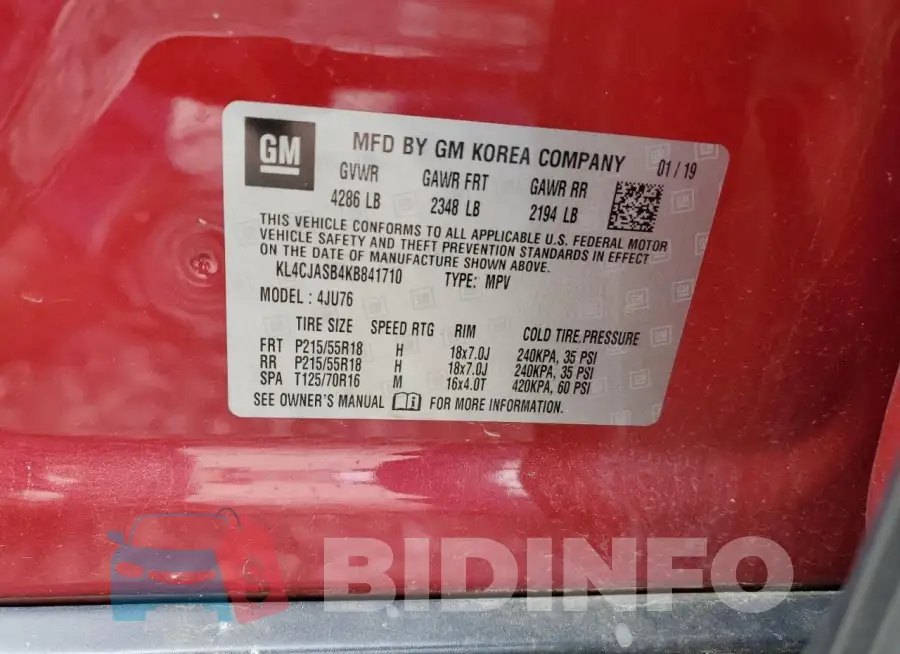 KL4CJASB4KB841710 Photo# 13