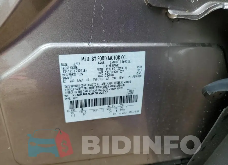 2LMPJ6L93KBL22755 Photo# 13