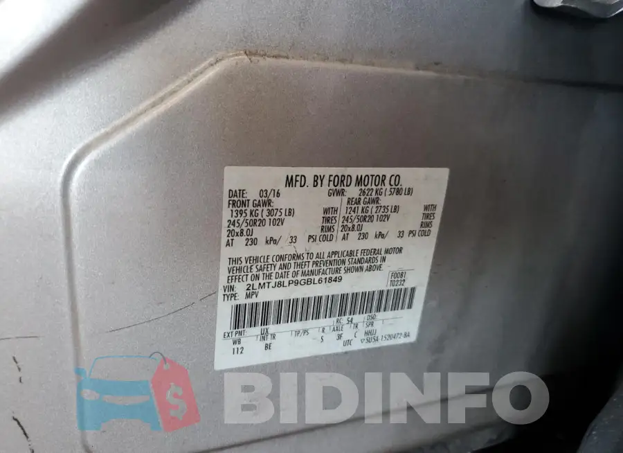 2LMTJ8LP9GBL61849 Photo# 14