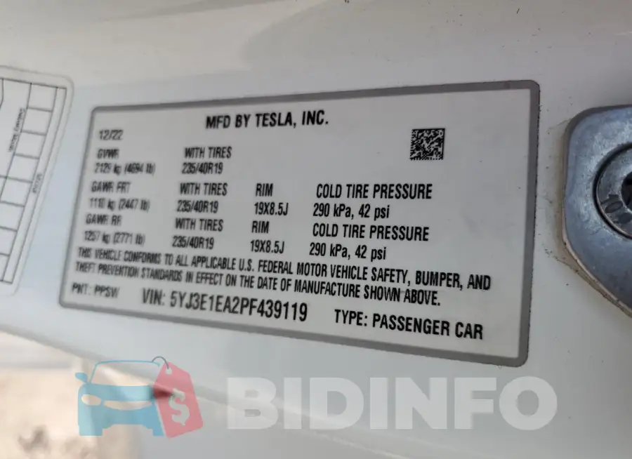 5YJ3E1EA2PF439119 Photo# 12
