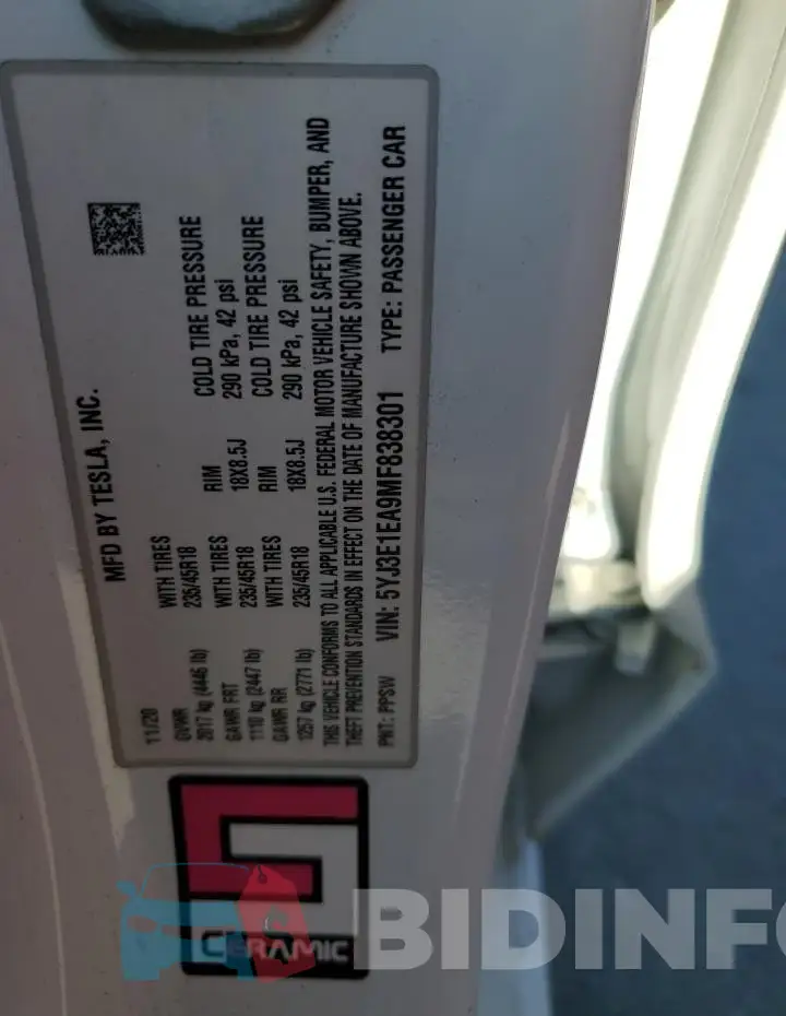 5YJ3E1EA9MF838301 Photo# 13