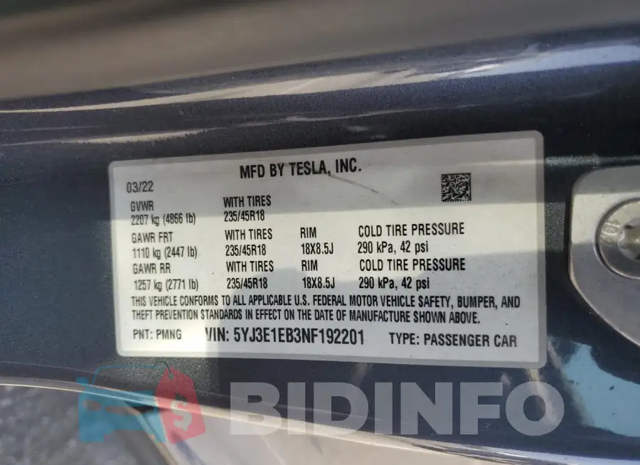 5YJ3E1EB3NF192201 Photo# 13