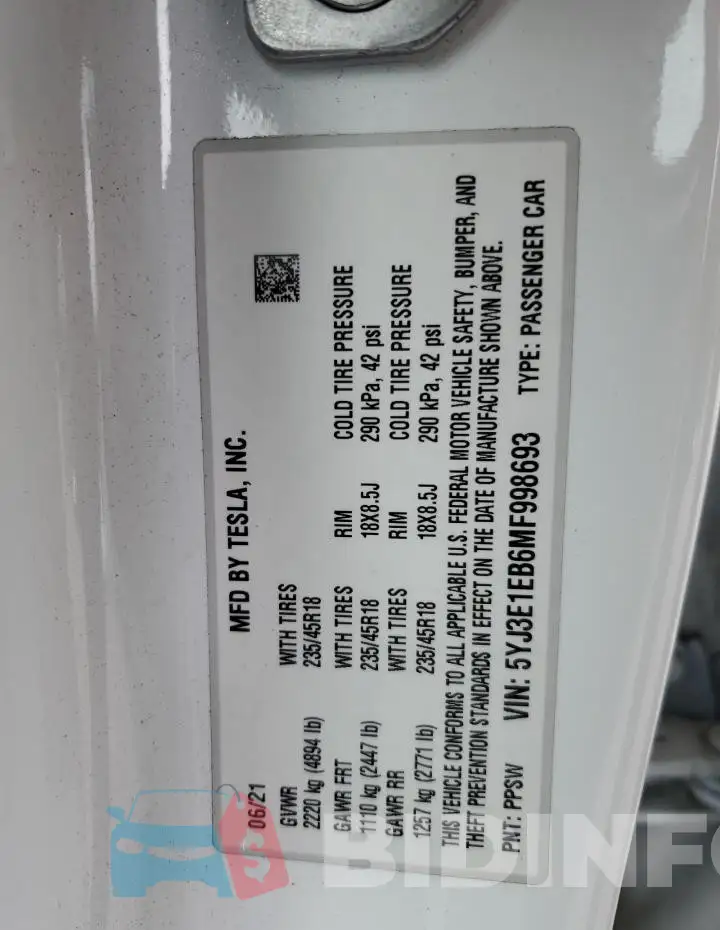 5YJ3E1EB6MF998693 Photo# 13