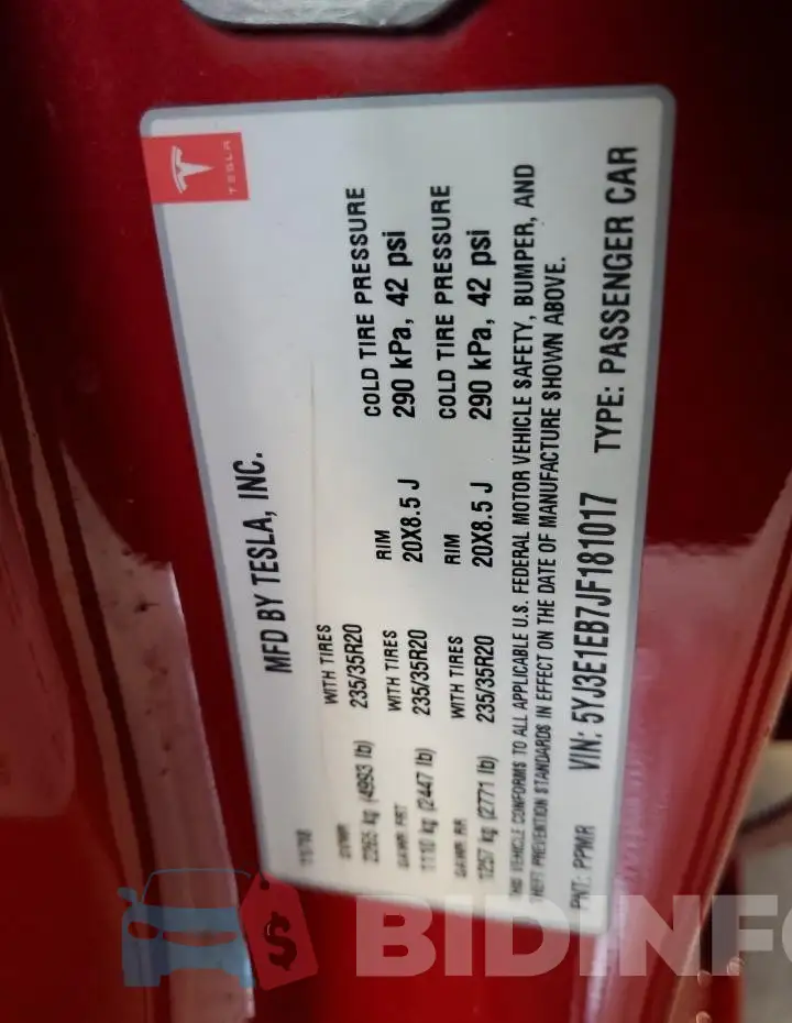5YJ3E1EB7JF181017 Photo# 12