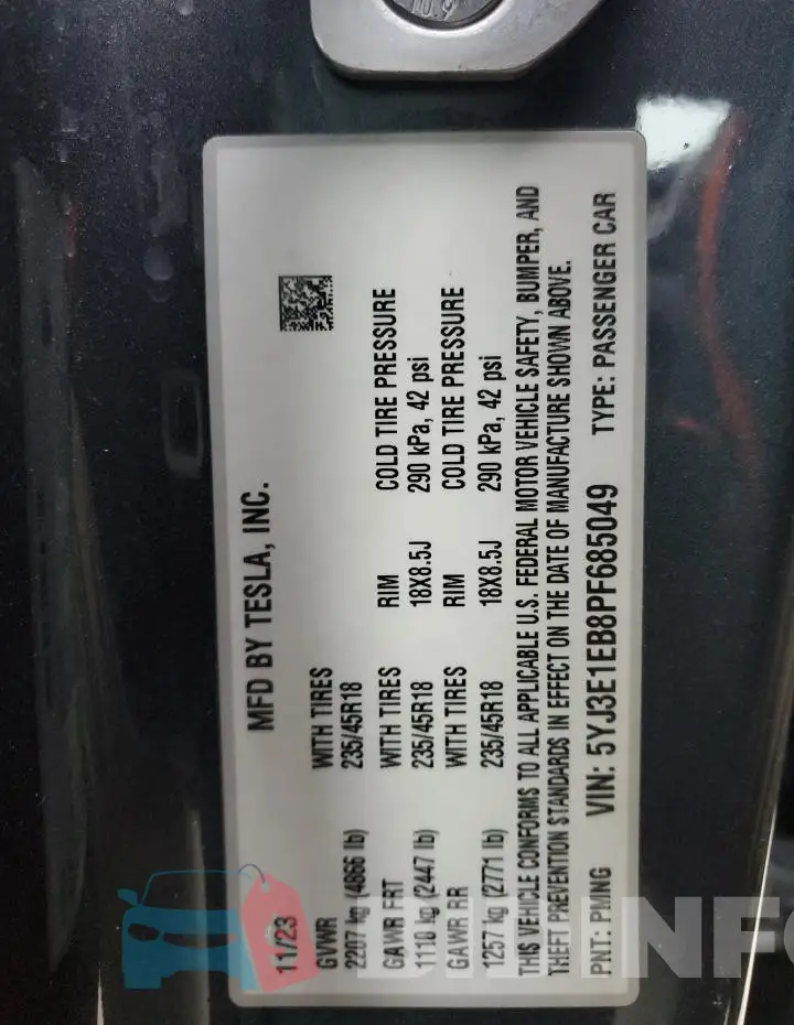 5YJ3E1EB8PF685049 Photo# 12
