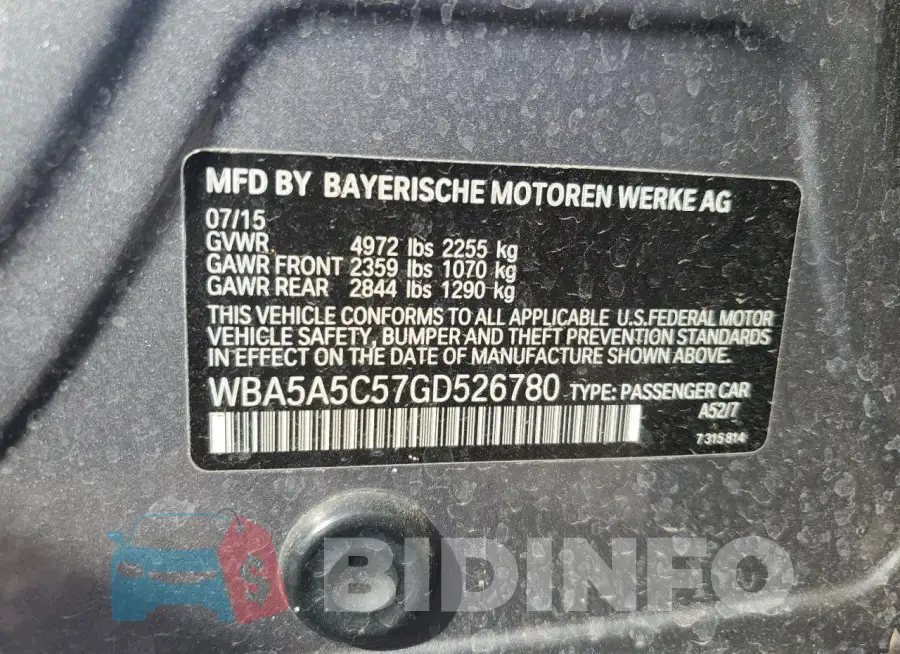 WBA5A5C57GD526780 Photo# 13