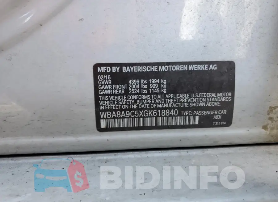 WBA8A9C5XGK618840 Photo# 12