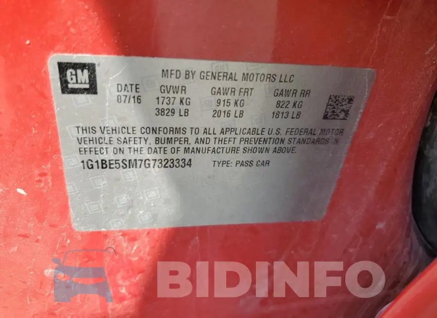 1G1BE5SM7G7323334 Photo# 13