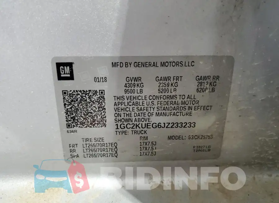1GC2KUEG6JZ233233 Photo# 12